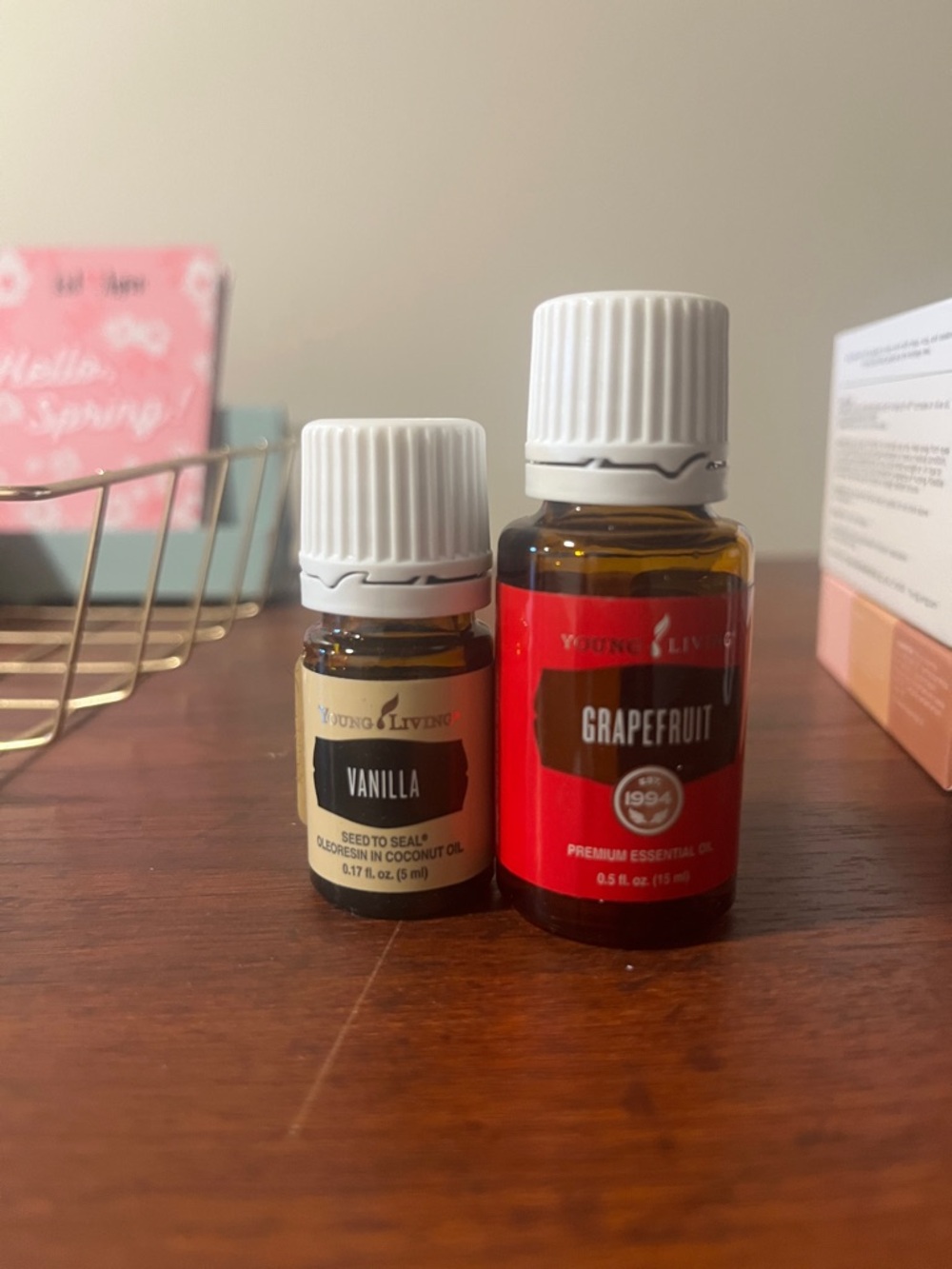 Young Living Vanilla & Grapefruit Oils - Cream and Red Labels